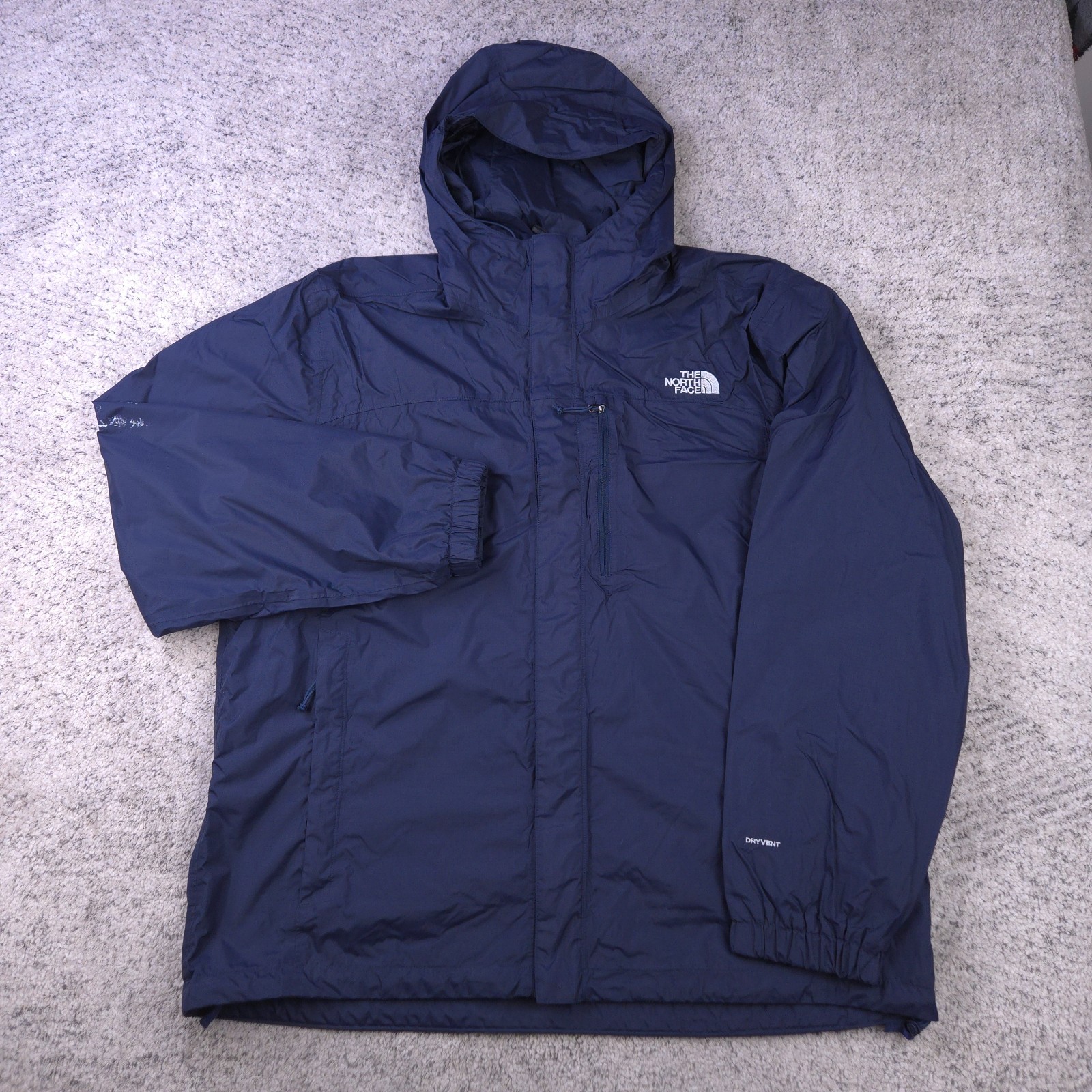 The North Face Jacket Mens XL Stinson Hooded Dryvent Rain Coat Full Zip Blue