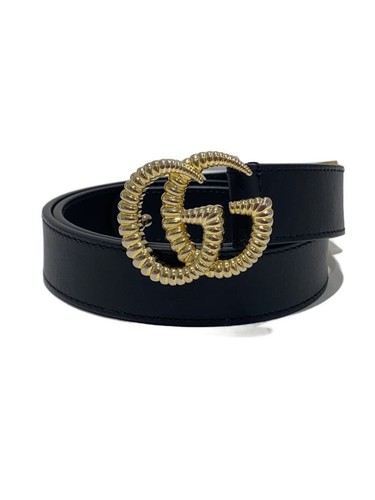 GUCCI Belt GG Marmont Torchon Buckle BLK Womens 524103 Used