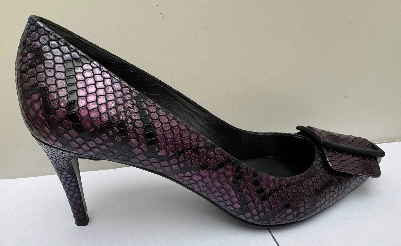 Stuart Weitzman Python Snake Purple Metallic high… - image 5