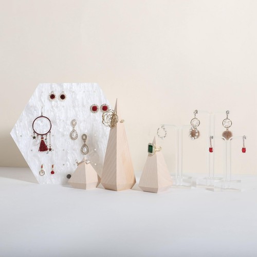 4pcs Beige Jewelry Ring Display stands for selling, Wood Ring cone holders, R... - Picture 7 of 9