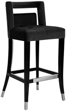 TOV Hart 30 1/4" Black Velvet Birch Wood Bar Stool