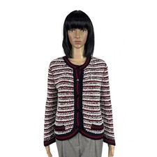 Marc Cain Knit Jacket Button Up Fringed Cotton Polyester size 2