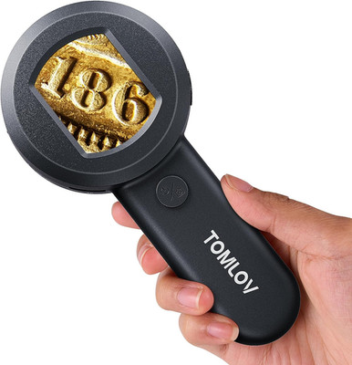 P10 Microscope for Adults Kids, Handheld Coin Magnifier with Light for Error Coi