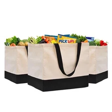 3 Pack Canvas Reusable Grocery Bags Heavy Duty, 8.3 gal Foldable Large Canvas...