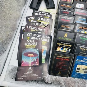 Atari 2600 Lot 43 Games 20 Manuals Console Controllers MusicMate Holder UNTESTED
