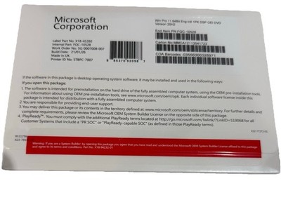 Windows 11 Pro 25H2 64bit Englisch Vollversion DVD Paket Factory Sealed