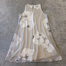 Calvin Klein Shift Dress Size 10 Gray Floral Sleeveless Knee Length Lightweight