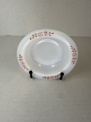 Hazel Atlas Ovide Red Flower Cornflower 5  Bowl Mid Century Depression Glass