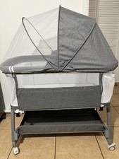 3 in 1 Baby Bassinet Bedside Sleeper for Baby, Storage Basket, Mattress