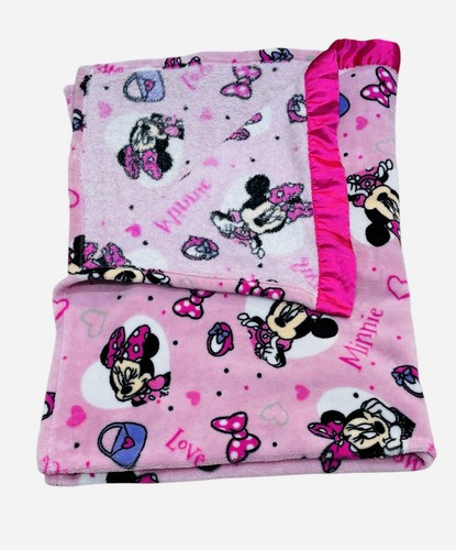HTF Disney Pink Minnie Mouse Sweet Love Purse Shoes Hearts Blanket Satin Trim