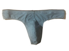 JOCKEY Mens Blue Micro Stripe Cotton Thong Bikini Brief Underwear sz XL