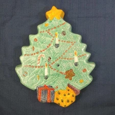 Vintage Macys The Cellar Christmas Tree Trivet/Wall Hanging Ceramic Italy Rare