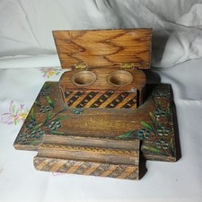 Schreibtischset aus Holz mit zwei Tintenbeh&auml;ltern