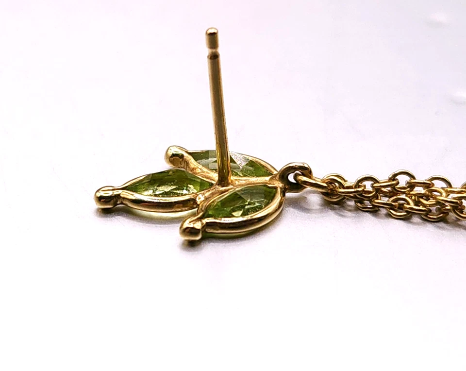 Pendientes colgantes vintage de peridoto verde de oro amarillo de 14 quilates 3,13 g Foto 2 de 4