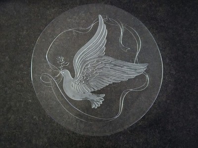 SMITH GLASS -  13'' Round  Serving Platter Plate Charger with dove Peace On Earth