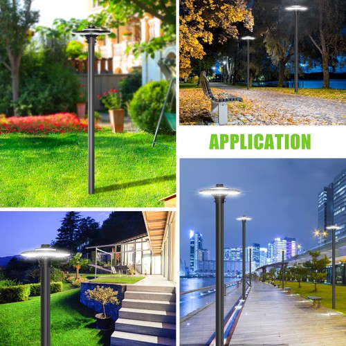 100W LED Post Top Light Commercial Outdoor Circular Area Pole Lamp Dusk to Dawn - Picture 10 of 11
