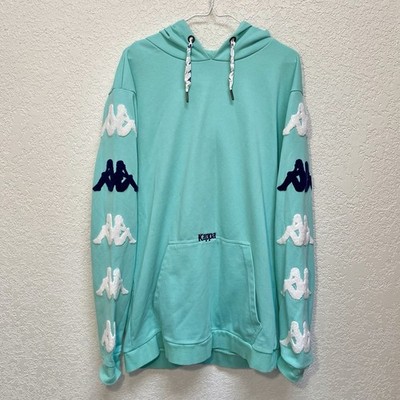 Kappa Hoodie Men s XL Mint Green Sport Pullover Sweatshirt Omini Logo on Sleeves
