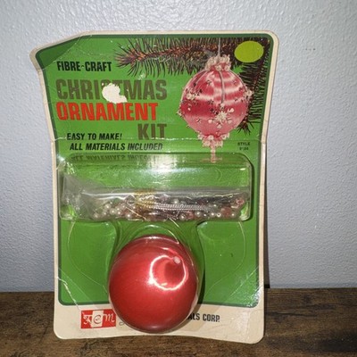 Vtg Sealed FIBRE-CRAFT  Satin Ball Christmas Ornament Kit #9104 Pushpin Sequins