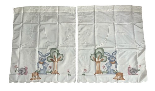 Set 3 Pieces 1 SWAG & 2 TIERS Vtg Nursery Childs Bunny Snail Tree 30x36 & 60x38 - Picture 2 of 8