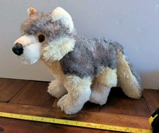 VTG. Aurora World Plush Timber Wolf 10 Gray Tan Stuffed Animal Wild Dog