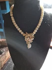 Vintage Unsigned Miriam Haskell ? Necklace Glass Opal Beads And Gold Tone.