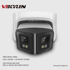 VIKYLIN 4MP 170° Panoramic Security Camera Dual lens Dual Light IR Full Color