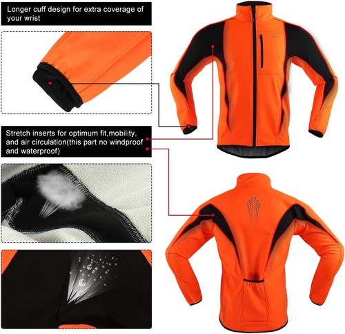 Reflective Men's Cycling Jacket - XL Waterproof Windproof Softshell for Winter - Picture 7 of 10