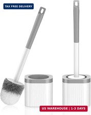 Toilet Brush, 2 Pack Compact Toilet Bowl Brush and Holder Set with Nylon Bristle