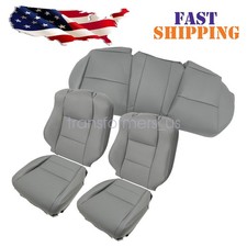 Front Rear Bottom Leather Seat Cover For 2004-2008 Acura Tl Replacement Gray