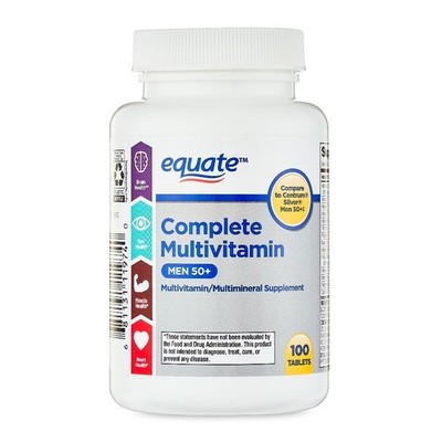 Complete Multivitamin/Multimineral Supplement Tablets, Men 50+, 100 Count,