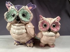 Freeman McFarlin Potteries Pair Set 2 Owl Figurine Kay Finch California Pottery