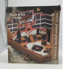 Hammer & Axe Tabletop Baseball Game, Wooden Stadium Pinball Style 100% COMPLETE