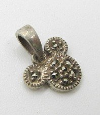 925 Sterling Silver Marcasite Mickey Mouse Head Pendant 13.1x10mm 0.7g