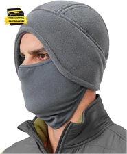 Oversize XXL Fleece Skull Cap with Face Cover, XL/L Winter Ski Cycling Cap under