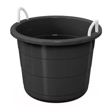  17-Gallon Plastic Storage Tub with Rope Handles, Multi-Purpose Utility Bucket 