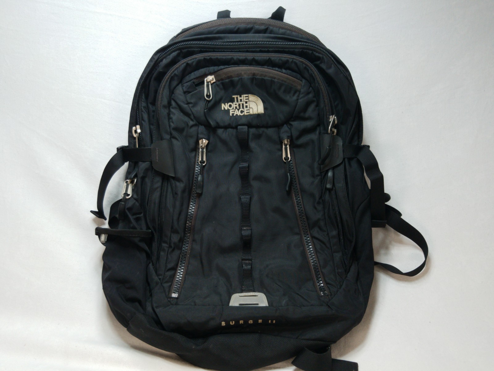 The North Face Surge II Backpack Black Gray Laptop Travel Hiking School Bag