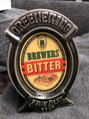 Greeneking Brewers Bitter Keramik Bier Schrift Bar Topper Vintage Sammlerstück