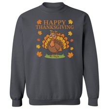 Happy Thanksgiving Turkey Autumn Graphic Unisex Crewneck Sweatshirt