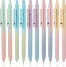 FIOVER 10pcs Gel Pens Black 1 Count (Pack of 10), 10Pcs Gradient - Ink 