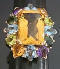14k JCR Stamped: John C. Rinker; Multi-Gemstone 14K Yellow Gold Cluster Ring-sz7 — photo 4
