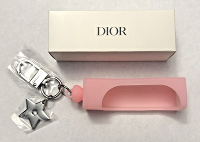 Dior Logo Pink Bag w/ Charm Pink Lip Oil Keychain Holder Mirror