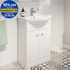 Bathroom Basin Sink Vanity Unit Single Tap Hole Floor Standing 550mm Matte White
