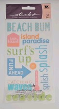Sticko EK Success BEACH quote stickers, Beach sticker glitter accented NIP