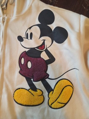Disney Women's Hoodie L Mickey Minnie Pluto Embroidered Fleece* zipper broken*