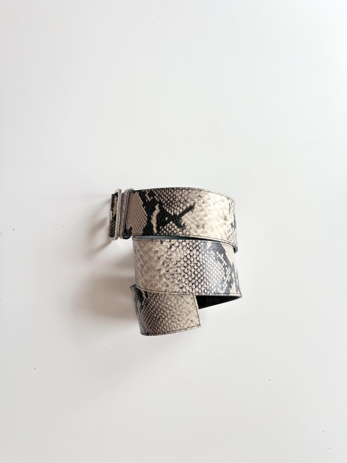 CLUB MONACO Python Snake Effect Beige Black Leath… - image 1