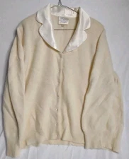 Susan Bristol Wool/Angora Sweater Blazer Collar Cardigan Size 2W Gem Button
