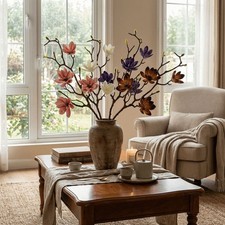 Realistic Magnolia Branch Artificial Faux Flowers Home Vase﻿ Decor Handmade﻿ UK