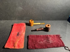 2X NOS VINTAGE Wood & Corncob Smoking Pipes ROPP & Missouri Meerschaum NEW