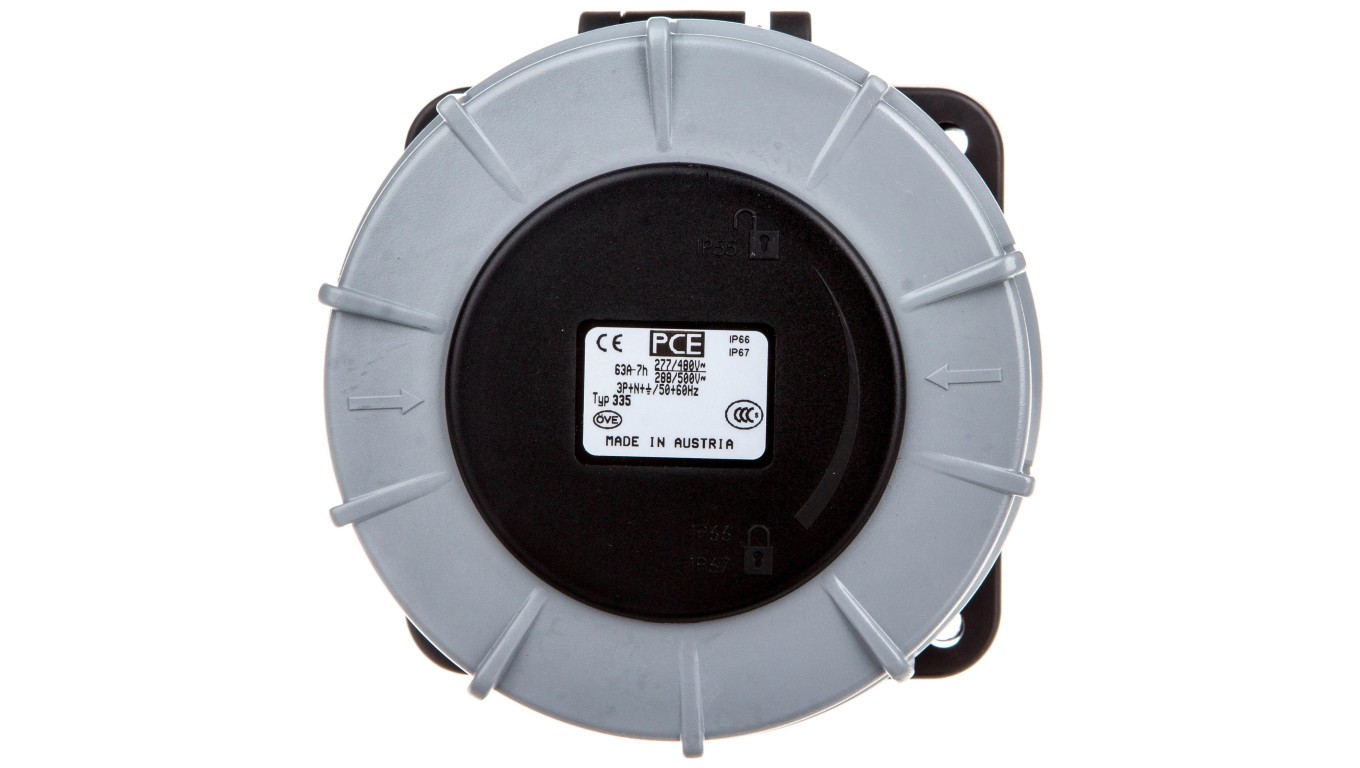 63A 5P Whiteboard Socket 500V/ 100x100/ Black POWER TWIST 335-7