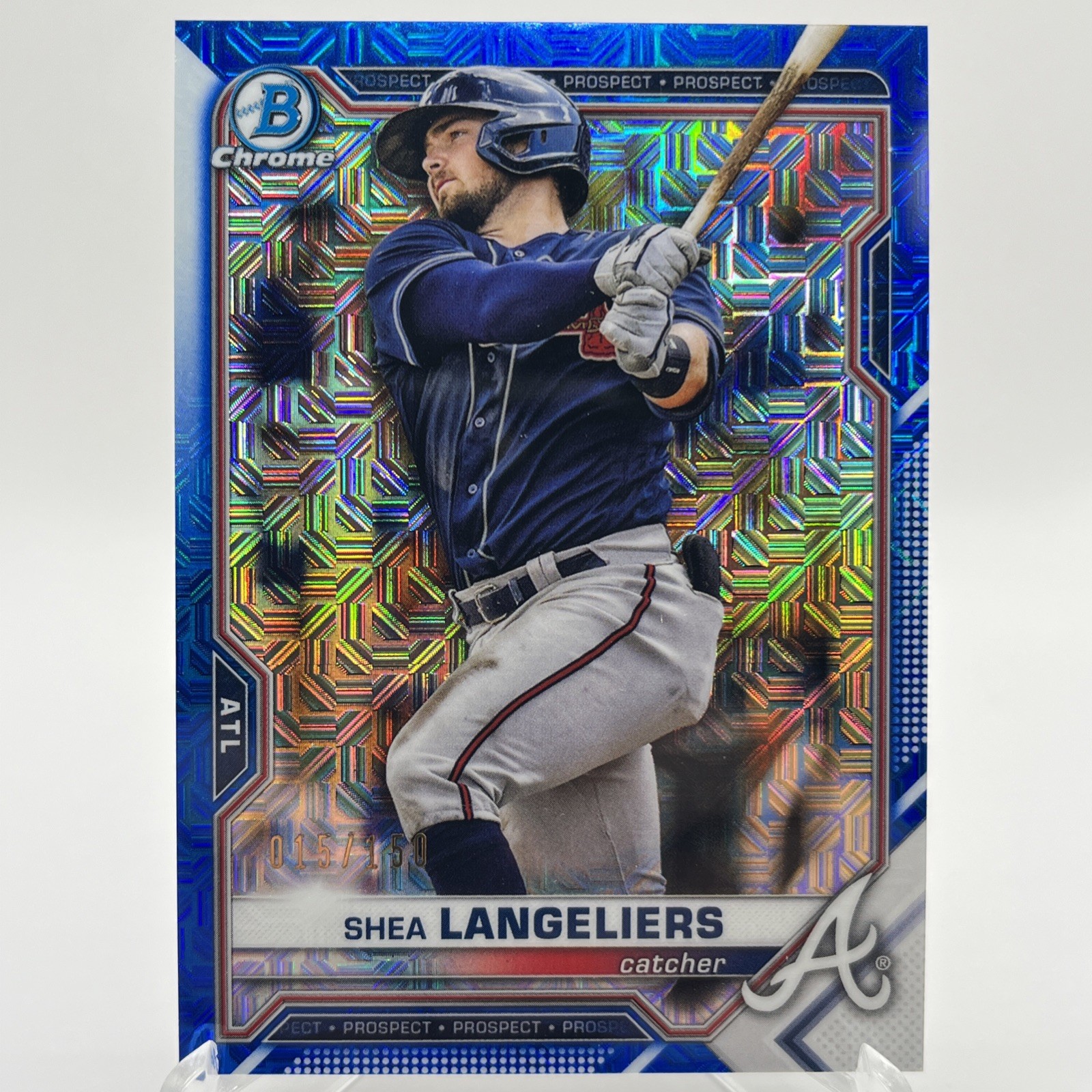 2021 Bowman - Chrome Prospects Shea Langeliers #BCP-28 Blue Mojo Refractor /150